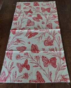 Coupon de tissu vintage coton papillons et fleurs roses 45 X 85 cm - Foto 1 di 4