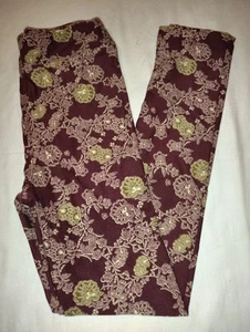 LuLaRoe Leggings Kids L/XL NWOT Brown Floral Flowers NEW OS - Picture 1 of 3