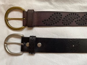 2 Stück Ledergürtel der Marke Lucky Damen Gr. M braun schwarz Lasercut - Bild 1 von 6
