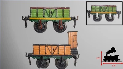 Early Version of  1900's Märklin hand painted  Lot of 2 1-gauge Freight Gondolas - Image 1 of 4