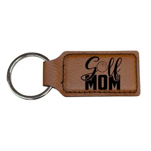 Keychain - Rectangle - Golf Mom - Leather - Foto 1 di 8