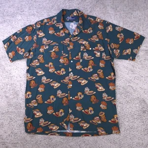 Vintage Polo Ralph Lauren Camp Shirt Men Medium Loop Collar AOP Pattern Caldwell - Picture 1 of 8