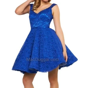 MAC DUGGAL HOMECOMING KLEID KOBALTBLAU 65731N GRÖSSE 14 DAMEN MINI PARTY - Bild 1 von 10