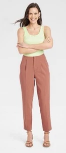 A New Day Women's Tapered High Rise Ankle Length Brown Tailored Trousers Sz 6 - Picture 1 of 2