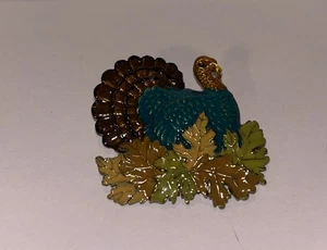 Vintage Thanksgiving Türkei Anstecknadel Brosche Anhänger Emaille Herbst Blatt 90er 90er BinAH - Bild 1 von 3