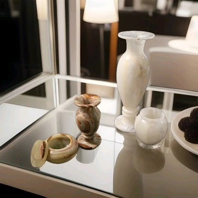 Jarrón de ónix pulido genuino artesanal bote tú eliges LOTE DE 2 - NUEVO Foto 1 de 4