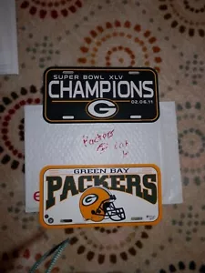 Green Bay Packers license plate lot (2) New & VTG Super Bowl XLV Lot K - Picture 1 of 4