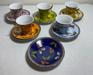 10 Piece Ceramic Classic Butterflies Coffee/ Tea Cup With Matching Saucer - Picture 1 of 21