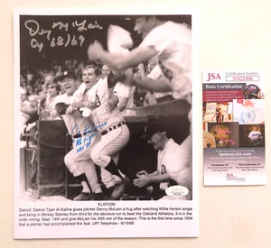 1968 Tigers Al Kaline & Denny McLain 30th Win Signed by Both Photo SI 8x10 JSA - Picture 1 of 3
