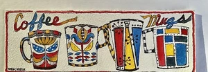 3.5”x11” Original Watercolor Art By Pamela Wilhelm Mid Century Coffee Mugs - Picture 1 of 3