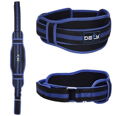DEFY SPORTS Weight Lifting Belt Training Gym Fitness Bodybuilding Back Support Workout Blue