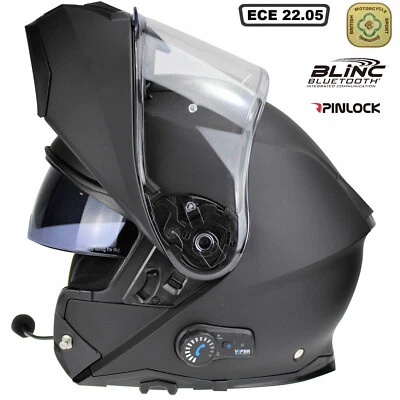 Casco Modulare Con Bluetooth Moto Omologato ECE Doppia Visiera Caschi Uomo/Donna - Immagine 1 di 4