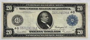 1914 $20 TWENTY DOLLAR FEDERAL RESERVE NOTE BLUE CLEVELAND NICE DETAIL - Picture 1 of 6