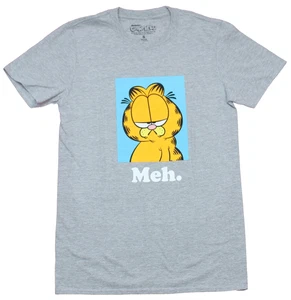 Garfield Adult New T-Shirt - Meh. Garfield Box face Pic - Picture 1 of 1