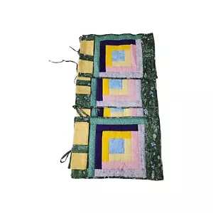 VTG Reversible Quilted Patchwork Placemats W/napkins & Utensil Pockets Set Of 4 - Picture 1 of 15