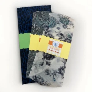 Reusable Organic Beeswax Food Wraps Made in USA 100% Cotton Asst 3 Pack - Picture 1 of 3
