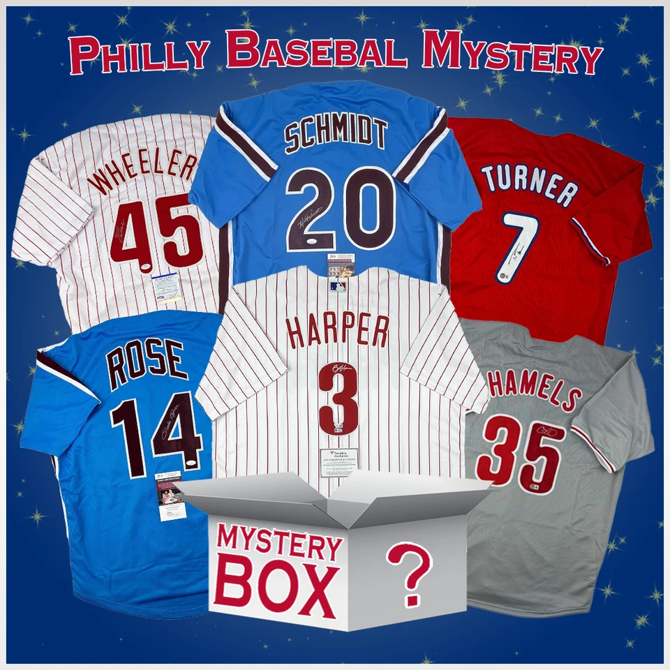 Autographed/Signed Philadelphia Baseball Jersey Mystery Box PSA JSA BAS COA - Image 1 of 1