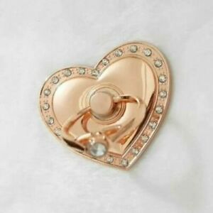 Universal 360 Finger Ring Stand Holder For Cell Phone Tablet Crystal Gold Heart