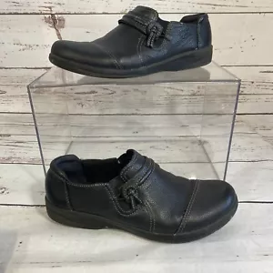 Mocassino Clarks Collection donna nero pelle pieghettata slip on zoccoli piatti 7 - Foto 1 di 8