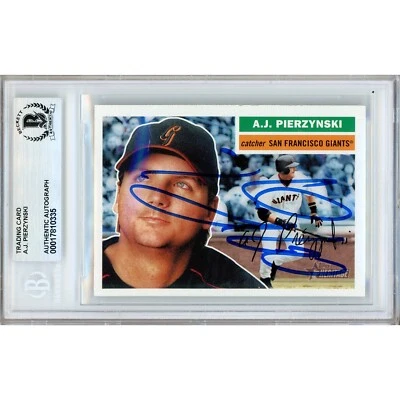 AJ Pierzynski Signed 2005 Topps Heritage 242 Card AUTO Beckett Slabbed SF Giants - Image 1 of 4