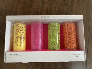 Lilly Pulitzer Target 2019 XXO colección conjunto 4 vasos de vidrio bebida bebida - Imagen 1 de 5