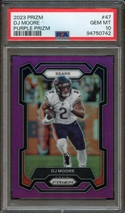 FB - 2023 Prizm - #47 - DJ Moore - Purple Prizm - 7/125 - PSA 10 - Picture 1 of 2