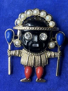 Broche Guerrero KJL De Colección Tribal Azteca Hombre Medicina Kenneth Jay Lane Colgante - Imagen 1 de 8