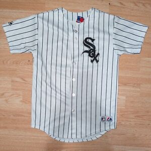 Majestic Chicago White Sox Pinstripe White Jersey Youth Boys L/XL Stitched 