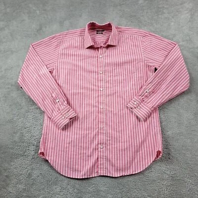 J McLaughlin Slim Fit Shirt Mens Large Pink Striped Button Up Long Sleeve - Image 1 of 4