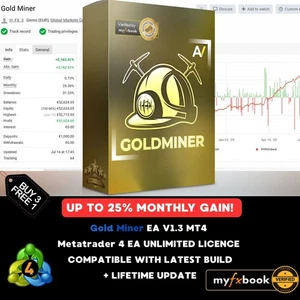 v1.3 Gold Miner EA Forex Robot Metatrader MT4 Expert Advisor unlimited licence - Picture 1 of 9