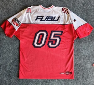 VTG Y2K FUBU SPORT RED WHITE FOOTBALL JERSEY SZ XL 05 Read Description - Picture 1 of 22