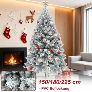 Green PVC Christmas Tree with Snow Artificial Christmas Tree Xmas 120cm-240cm - Picture 1 of 14
