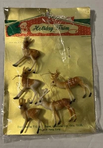 Vintage Feiertagsborte 5 Rentier Ornamente von T. G. & Y Stores Made in Hong Kong - Bild 1 von 10