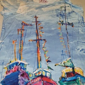 Leoma Lovegrove XL Sailboat Beach Dress Tank Cover Up Nightgown - Picture 1 of 12