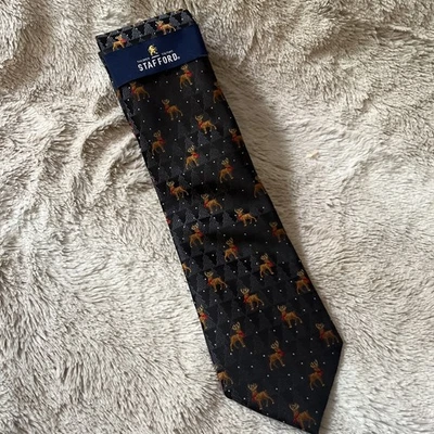 Stafford Мужская новинка шеи галстук темно-синий W олень 58 длина 3,25 шириной новый - Изображение 1 из 4