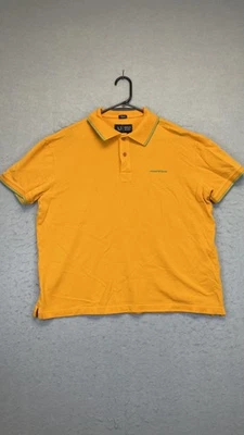 Armani Jeans Polo Shirt Mens XL Mustard Yellow Green Trim Pique Logo Regular Fit - Image 1 of 4