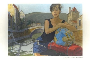 GIBRAT LA VOYAGEUSE AFFICHE SUR PAPIER TEXTURÉE LE ROUTARD 2005 - Picture 1 of 1