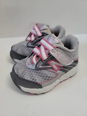 New Balance 687 Baby Grey White Pink Sneakers Shoes Infant Toddler US Size 2 - Image 1 of 4