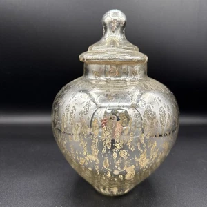 Mercury Glass Apothecary Jar with Lid Classic Decor 8.5” - Picture 1 of 6