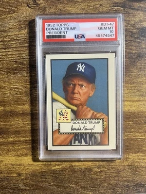DONALD TRUMP 1952 Topps President Rookie Mickey Mantle Style Custom USA 10 Slab - Image 1 of 2