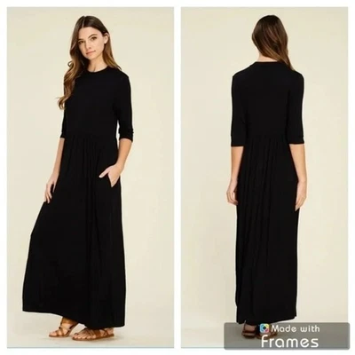 NUEVO CON ETIQUETAS Annabelle Boutique Maxi Vestido Negro Talla S Minimalista Negocios Informal Foto 1 de 4