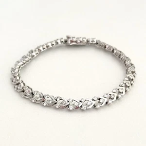 Vintage 925 Sterlingsilber klar CZ funkelndes Tennisarmband 7" - Bild 1 von 9