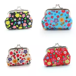Lindo Multicolor Estampado Floral Flor Mujeres Cambio de Monedas Cartera Nuevo - Imagen 1 de 7