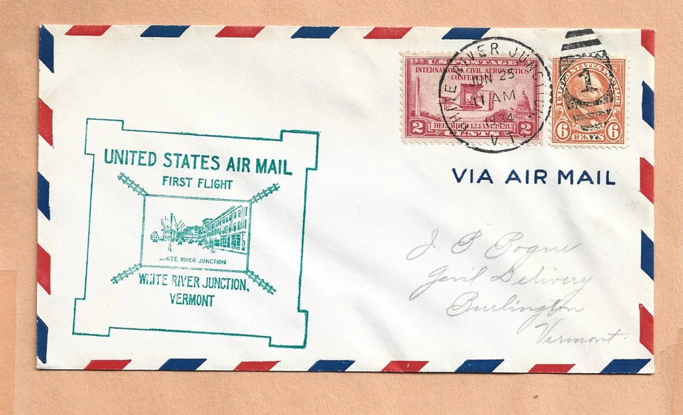 PRIMER VUELO CRUCE RÍO BLANCO VERMONT A BURLINGTON 25 DE JUNIO DE 1934 1N17 BOGUE Foto 1 de 1