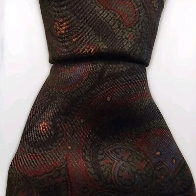 Ralph Lauren Purple Label Necktie NWT Black Maroon Orang Green Navy Paisley Silk - Image 1 of 4