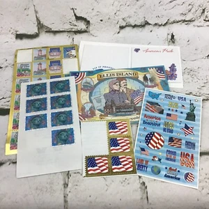 Mini Ellis Island Puzzle Notepads Stickers Assorted Mixed Lot USA American Flags - Picture 1 of 6