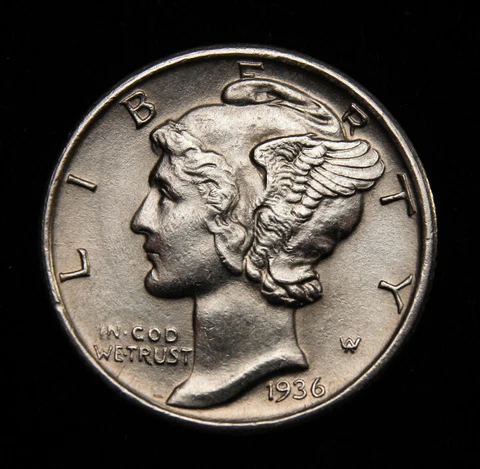1936-S Mercury Dime,  Full Split Bands! Cover