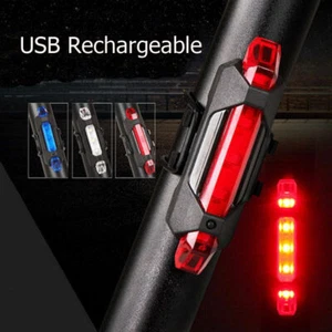 5 LED USB Rechargeable Bike Tail Light Bicycle Safety Cycling Warning Rear Lamp - Picture 1 of 15