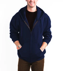 Men's Heavyweight Zip Up Hoodie Jacket Cotton Full Zipper Hooded Sweatshirt Warm - Picture 1 of 14