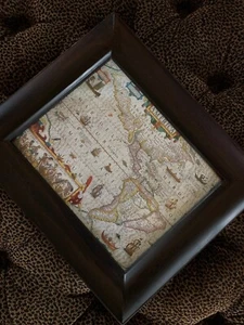 Genial mapa antiguo en acuarelas latinas de América Latina vidrio con marco de madera 14” - Imagen 1 de 12